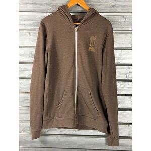 Monster Energy Java Hoodie Mens L/M Brown Full Zip Up Graphic Sweatshirt Logo